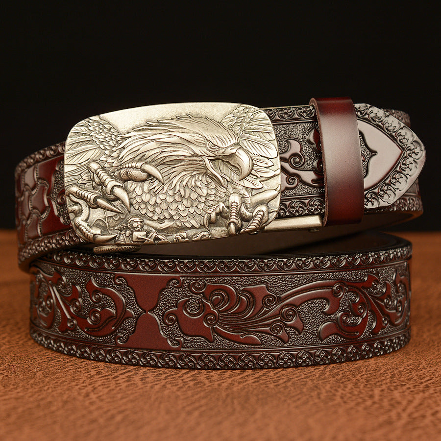 Eagle Pattern Automatic Buckle Vintage Belt