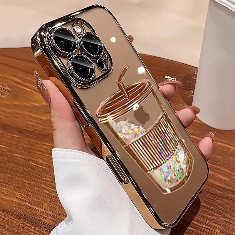Plating Quicksand Cup Soft Case for iPhone