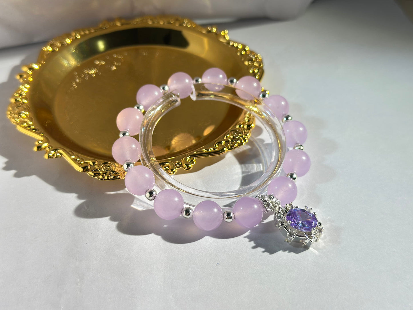 Handmade Natural Amethyst Zirconia Bracelet