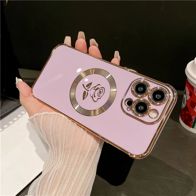 Flowers Plating Soft Case For iPhone