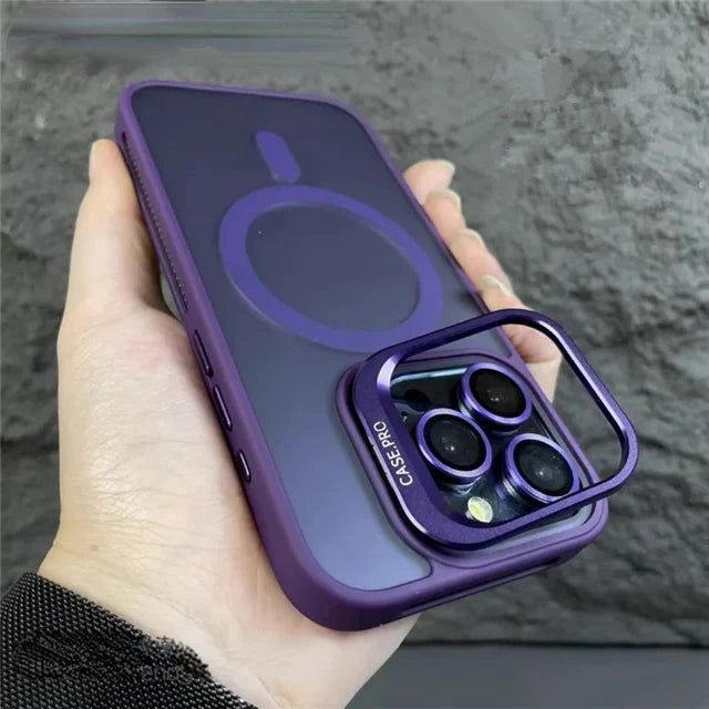 Lens Holder Stand Matte Case For iPhone
