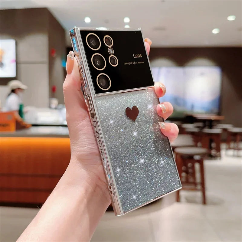 Gradient Glitter Love Heart Case For Samsung Galaxy