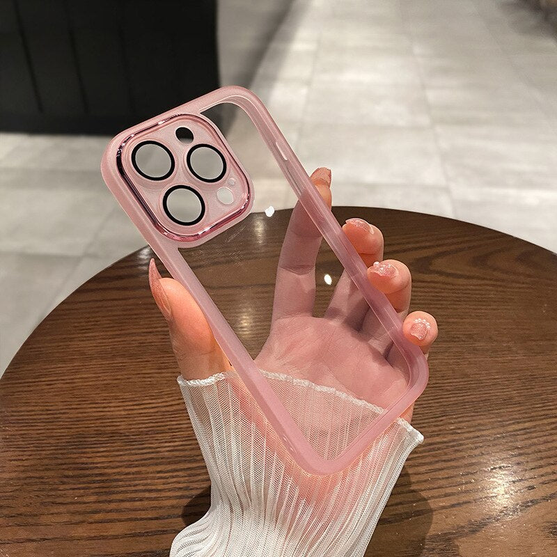 Lens Protective Clear Silicone Case For iPhone