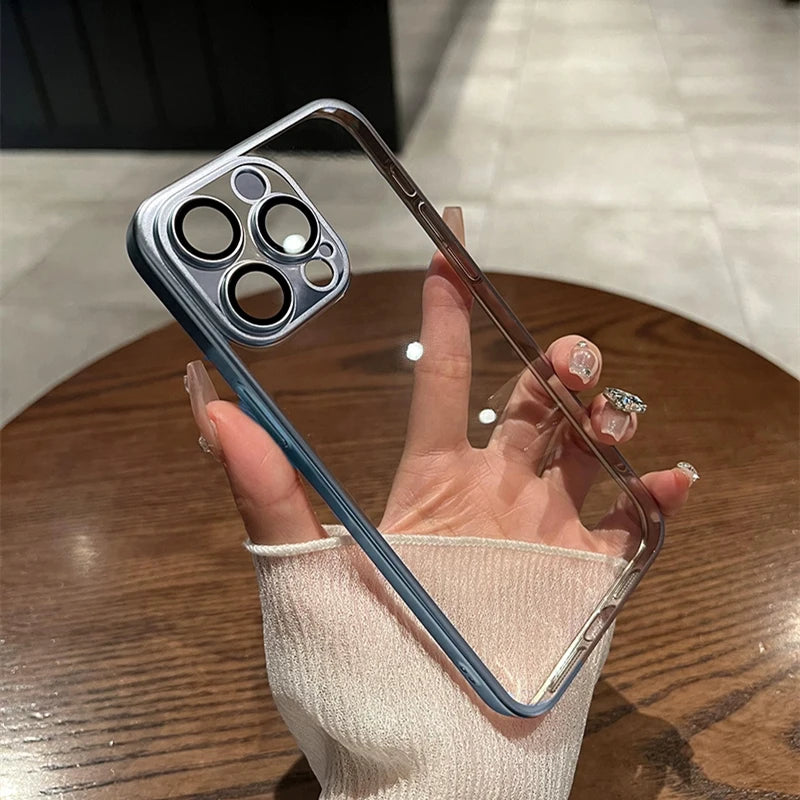 Shockproof Plating Transparent Soft Case for iPhone