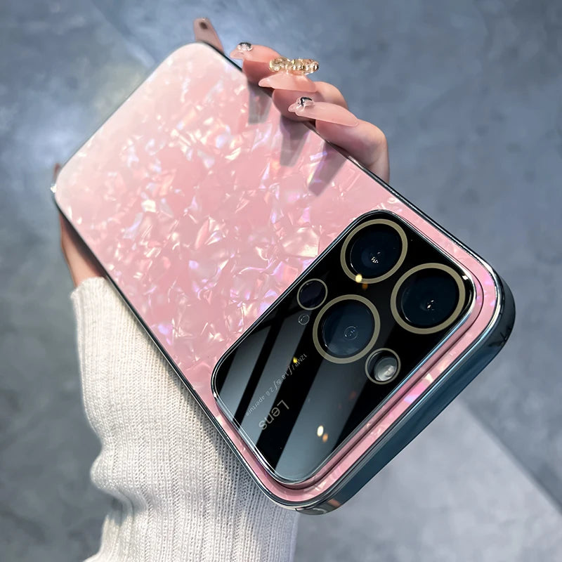 Gradient Glass Lens Protection Case For iPhone