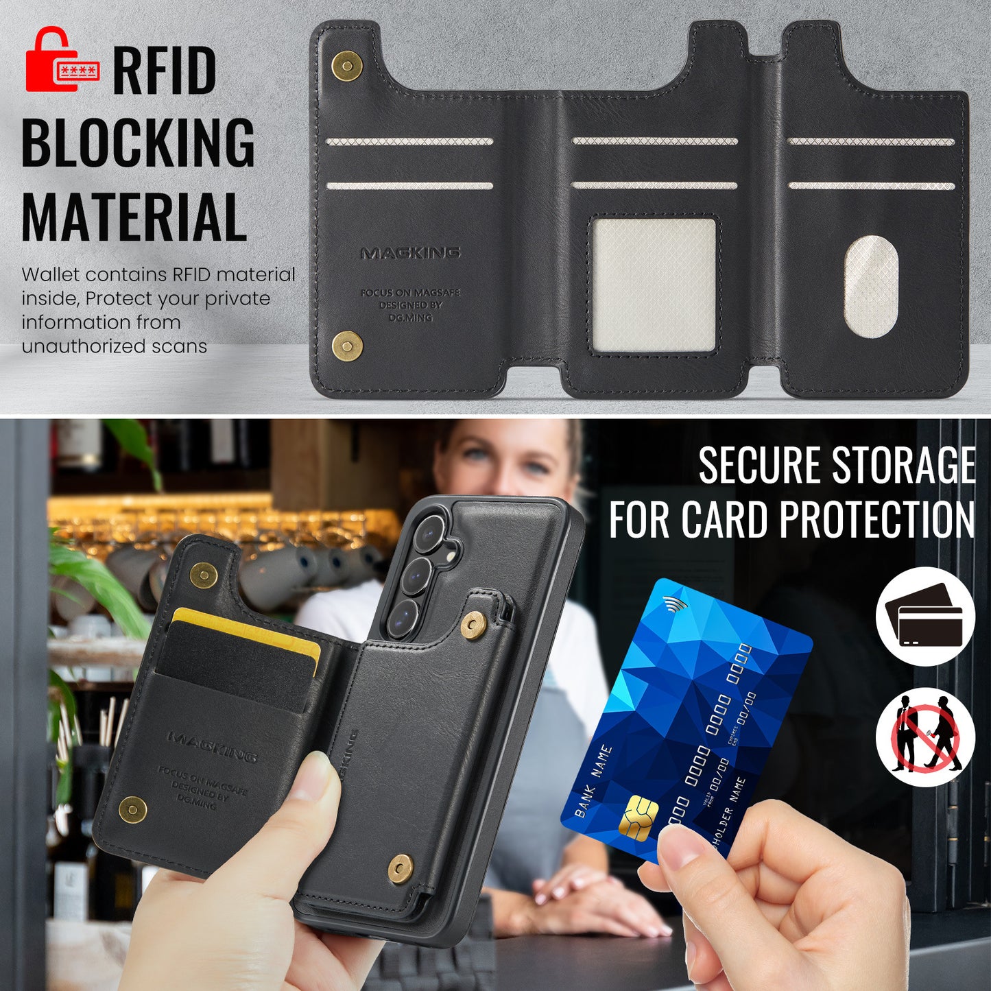 2 in 1 Magnetic Leather Wallet Case for Samsung