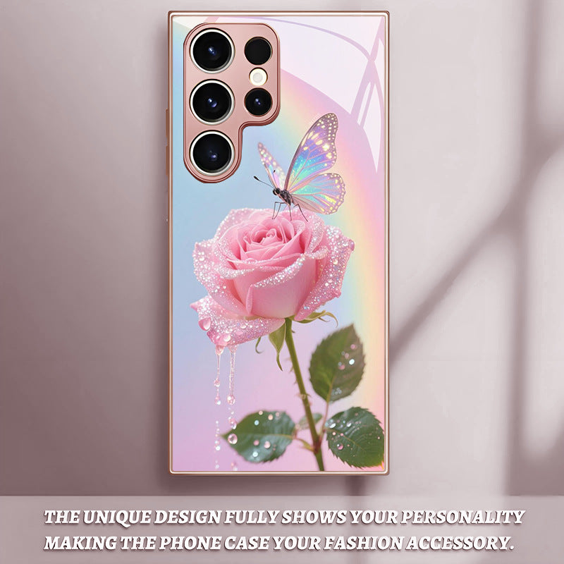 Rose Butterfly Pattern Hard Case for Samsung