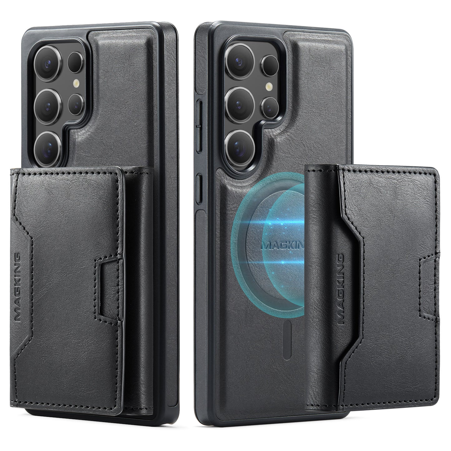 2 in 1 Magnetic Leather Wallet Case for Samsung