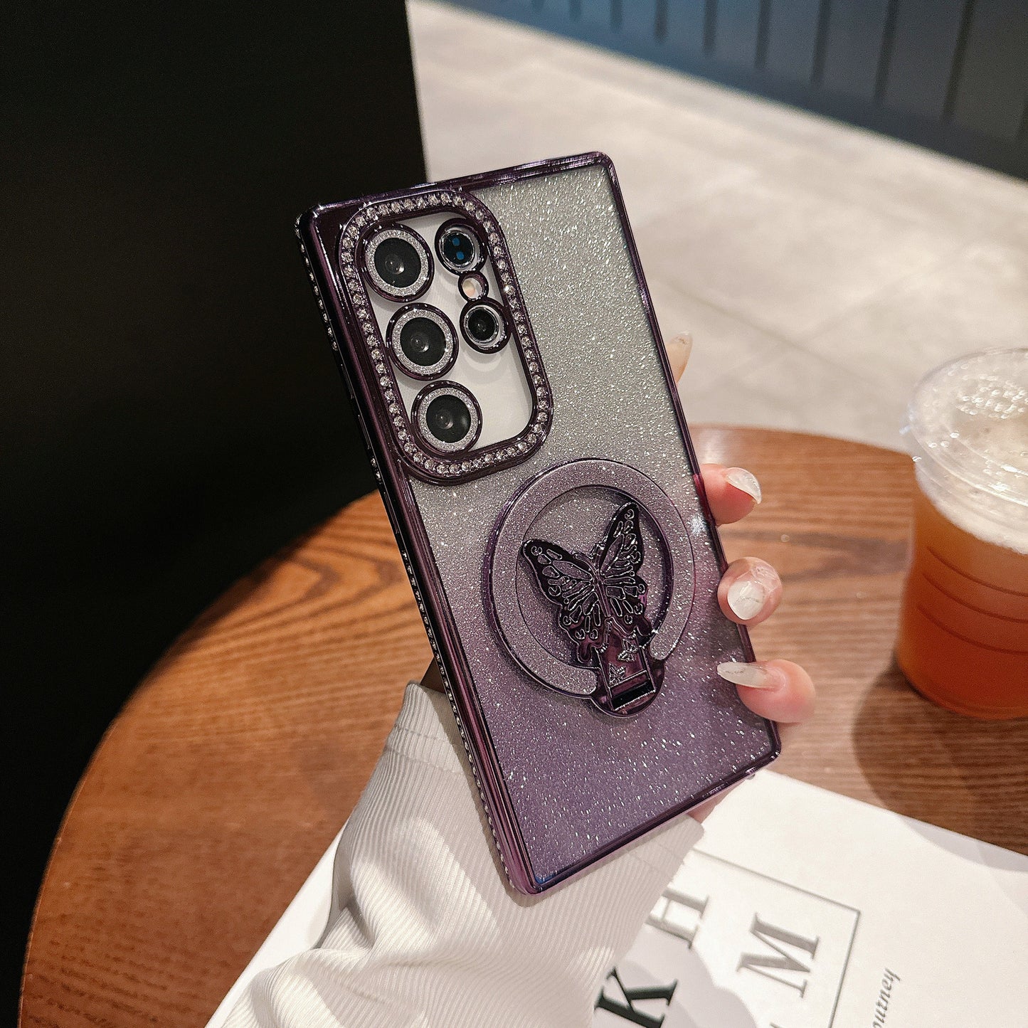 Glitter Butterfly Stand Case for Samsung