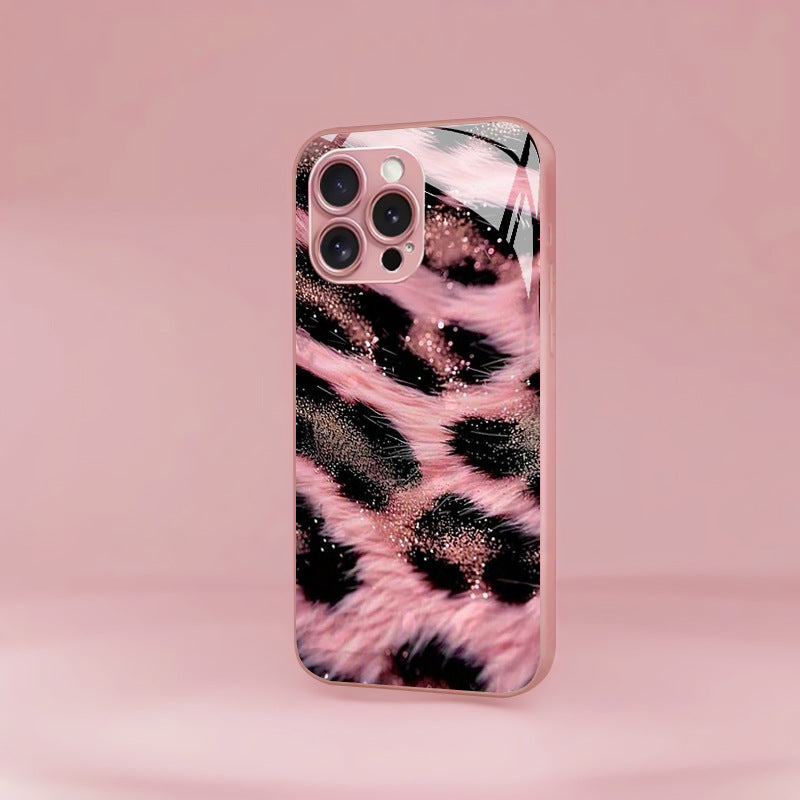 Pink Black Leopard-Print Hard Case for iPhone