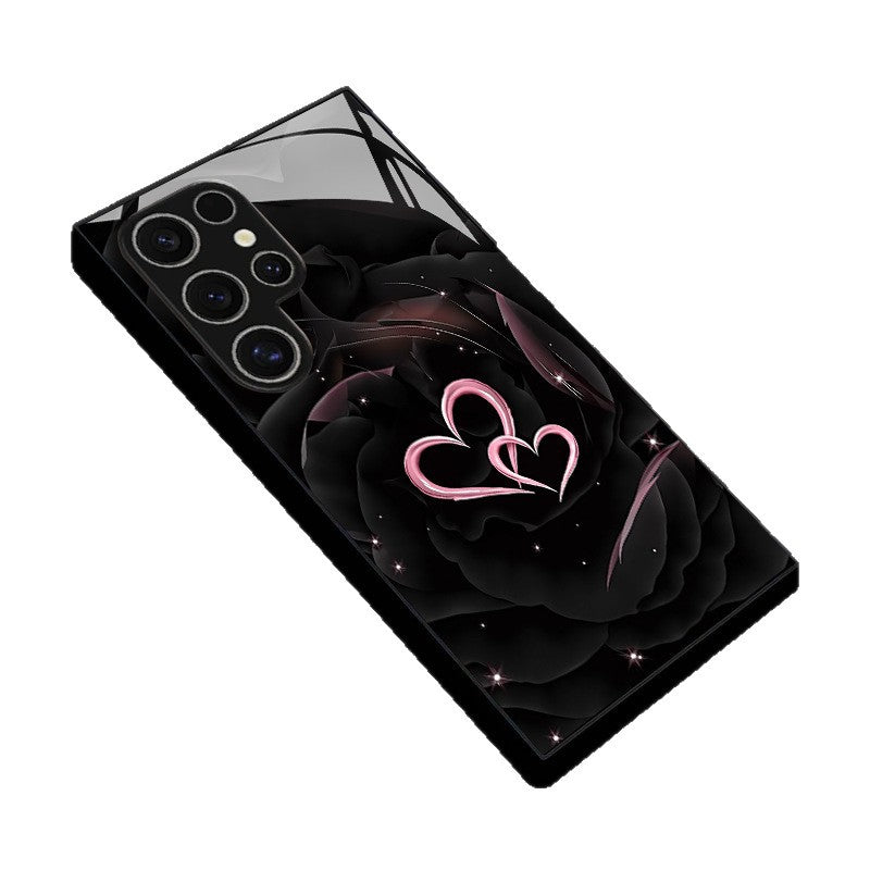 Black Rose Pink Heart Hard Case for Samsung