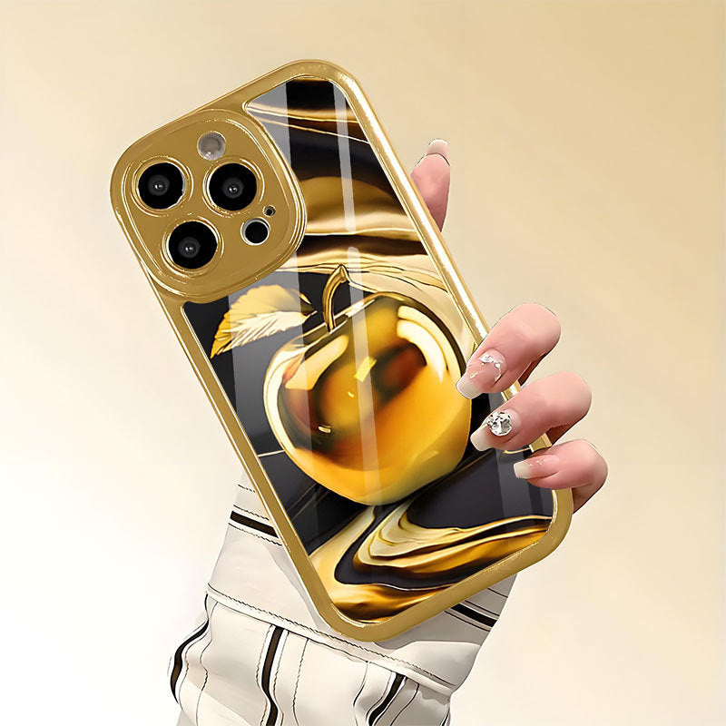 Gold Apple Pattern Hard Case for iPhone