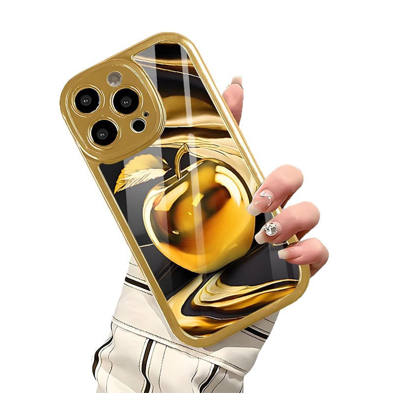 Gold Apple Pattern Hard Case for iPhone