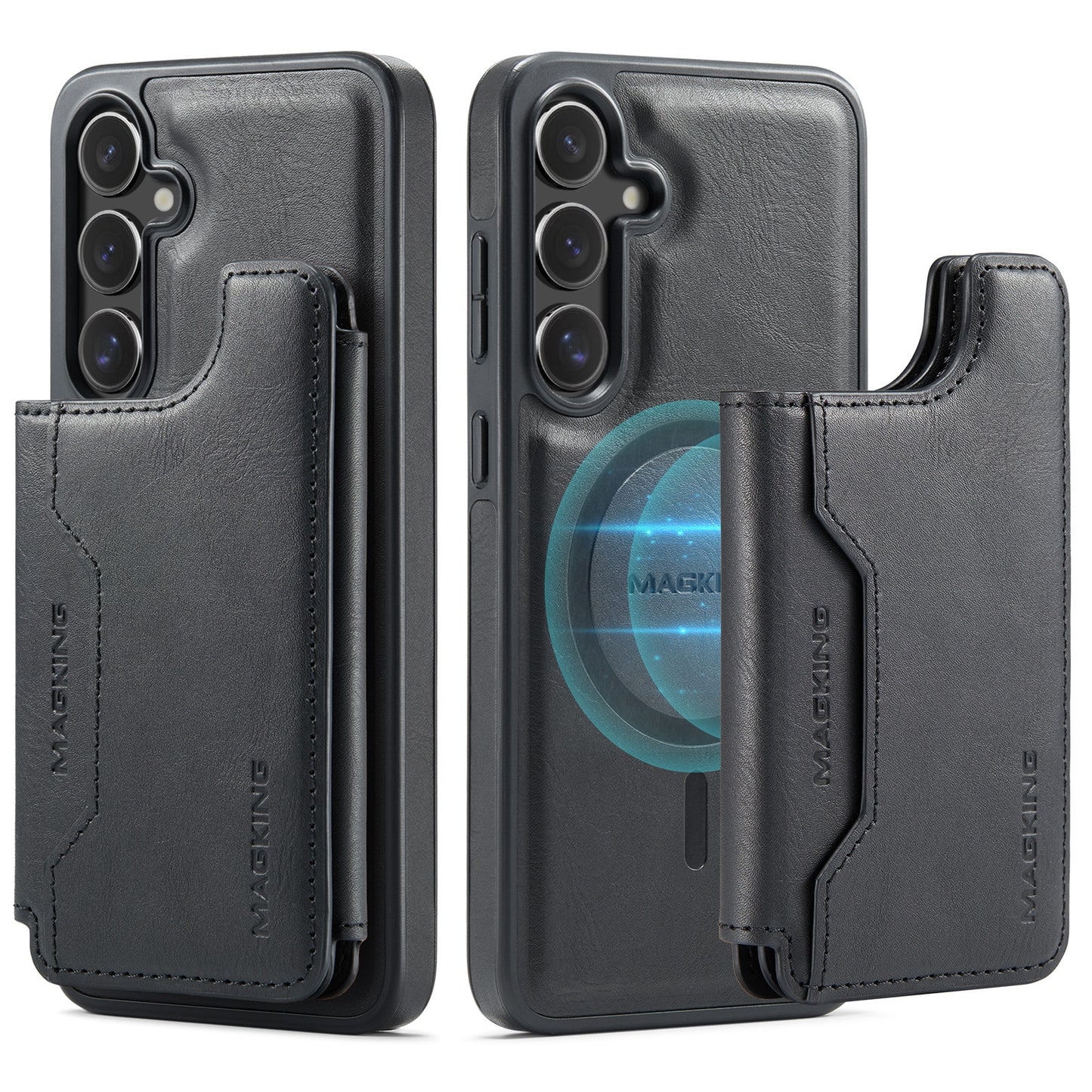 2 in 1 Magnetic Leather Wallet Case for Samsung