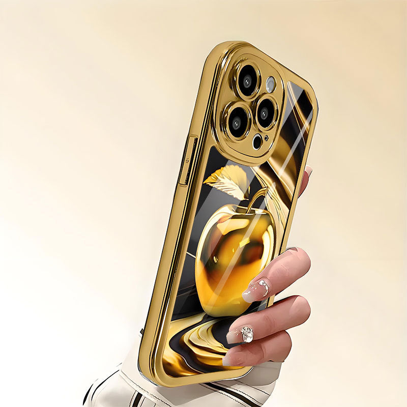 Gold Apple Pattern Hard Case for iPhone