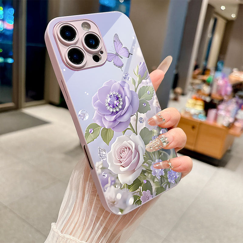 Rose Butterfly Pattern Hard Case for iPhone