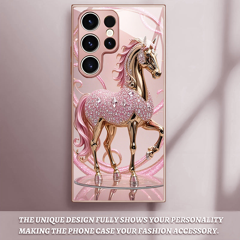 Pink Diamond Horse Pattern Hard Case for Samsung