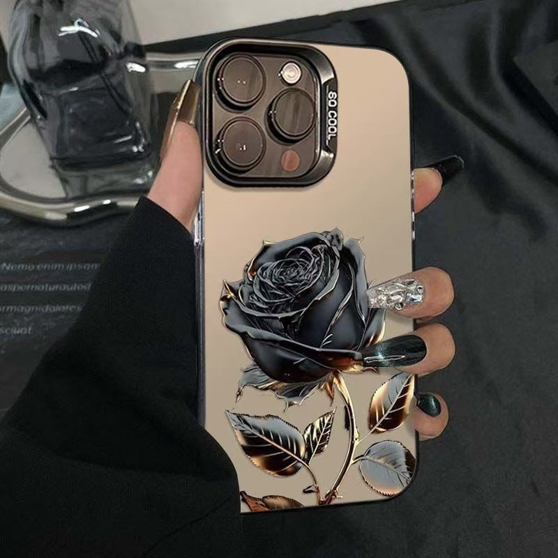 Luxury Black Rose Electroplate Case For iPhone