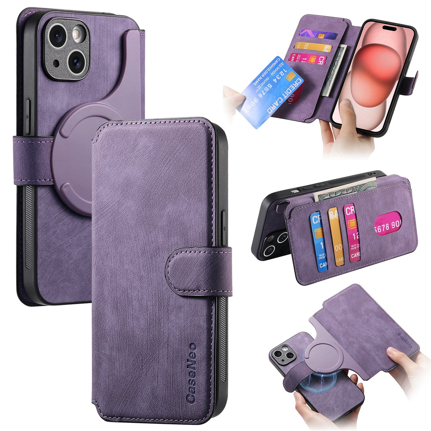 Detachable Tumbled Leather Flip Case for iPhone
