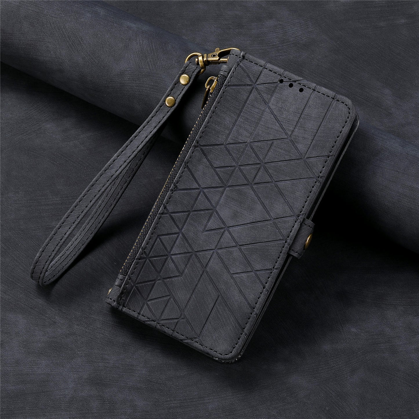 Geometric Textures Tumbled Leather Flip Case for Samsung