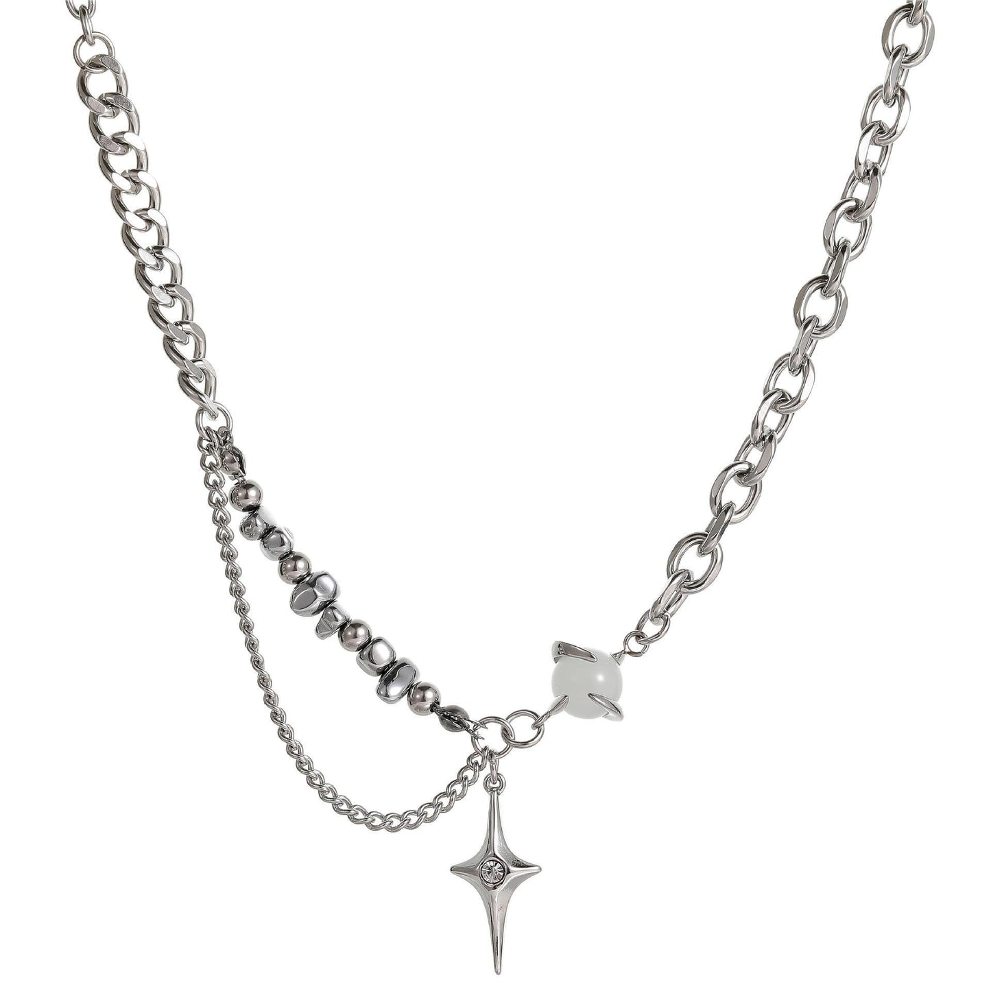 Niche Design Titanium Steel Starburst Necklace