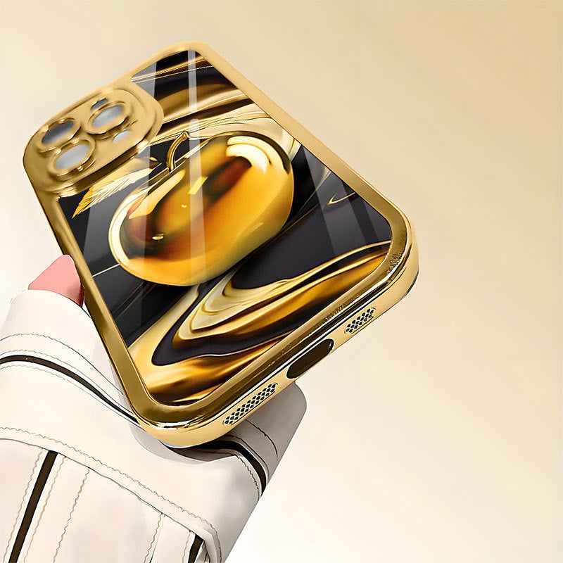 Gold Apple Pattern Hard Case for iPhone