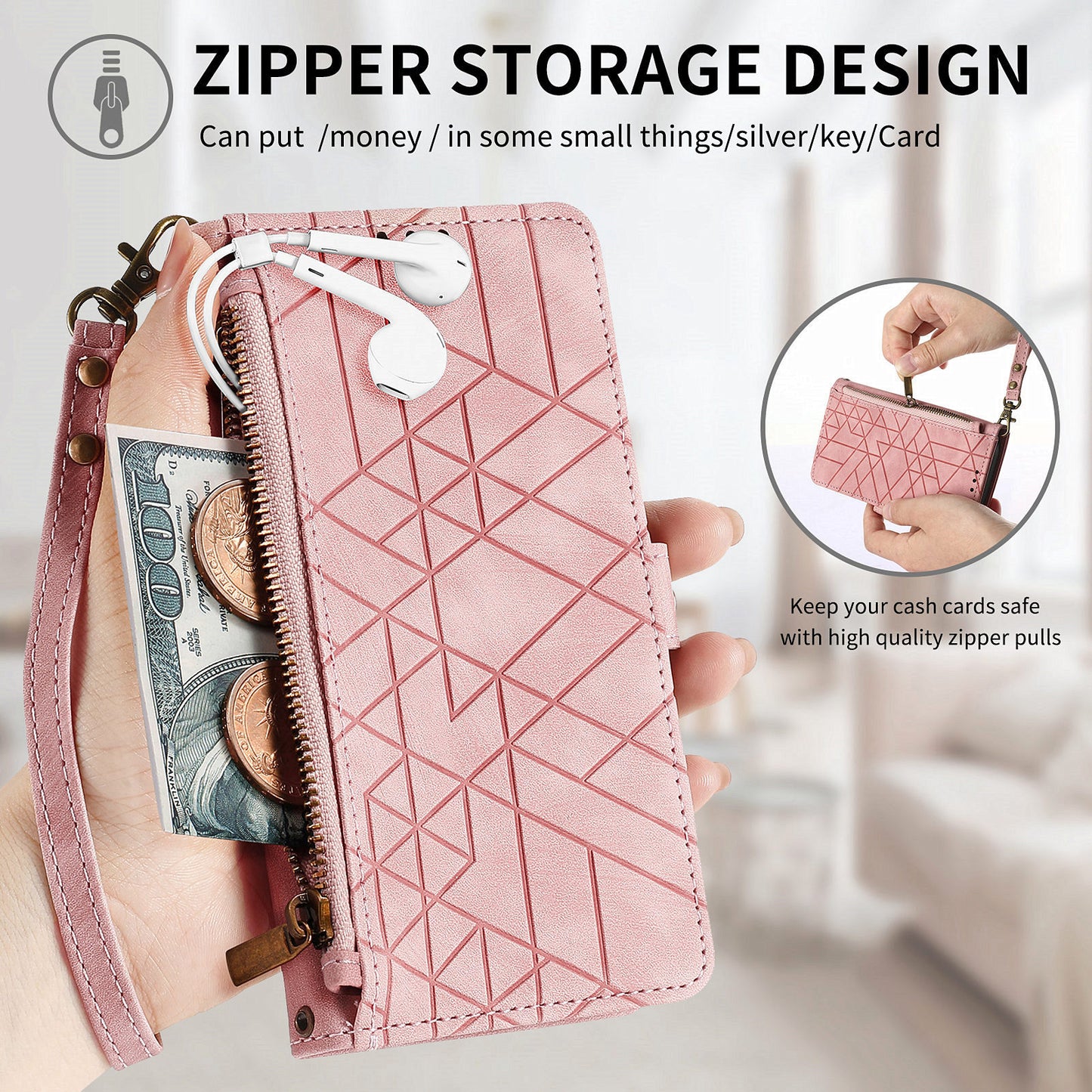 Geometric Textures Tumbled Leather Flip Case for Samsung