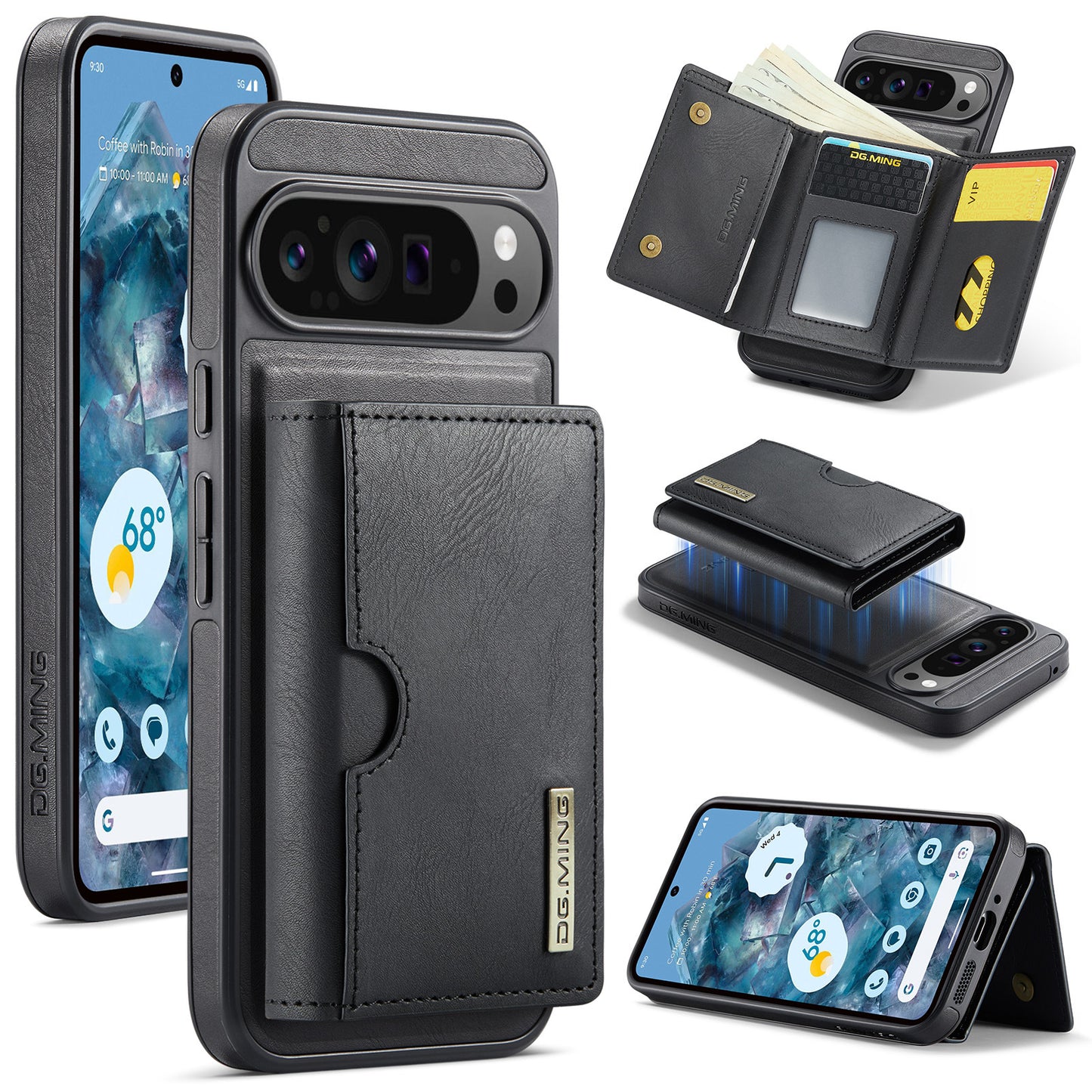 2 in 1 Magnetic Leather Wallet Case for Google Pixel
