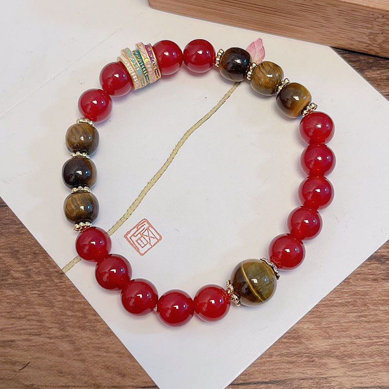 Handmade Red Agate Tiger's Eye Bracelet