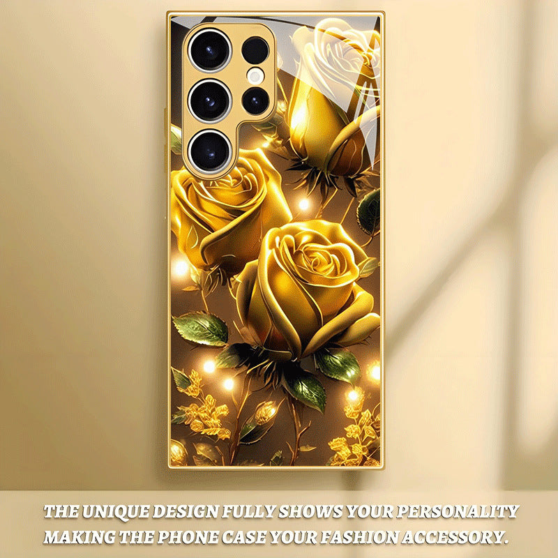 Gold Rose Pattern Hard Case for Samsung