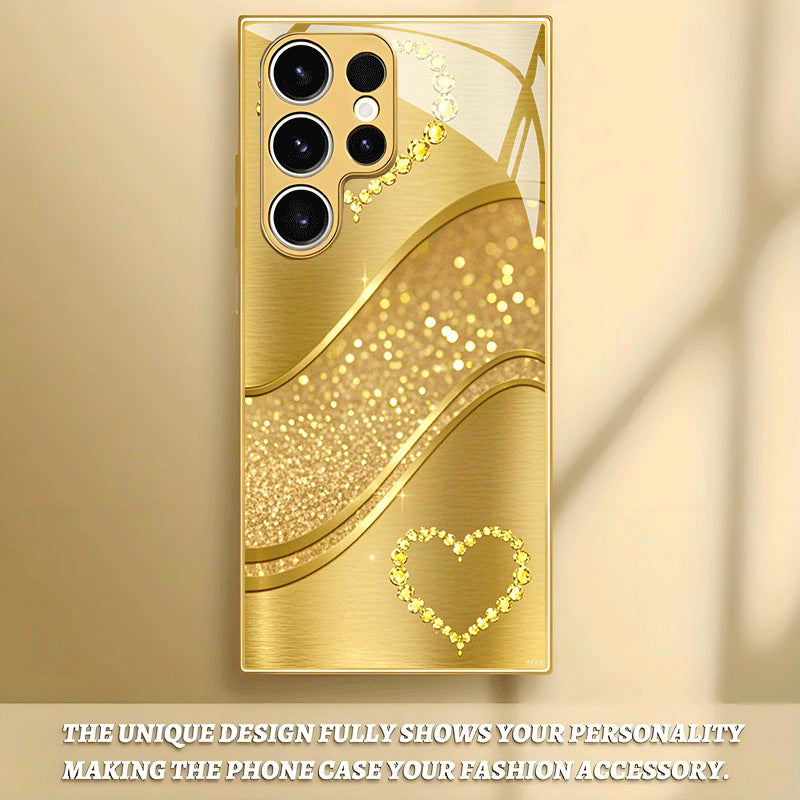 Gold Heart Pattern Hard Case for Samsung