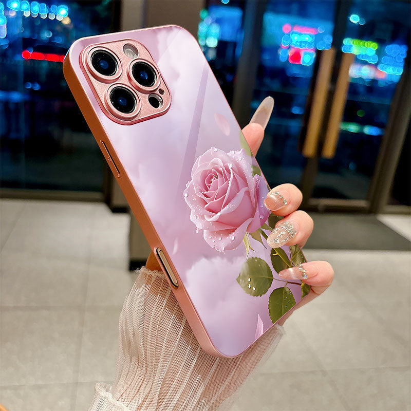 Morning Dew Rose Pattern Hard Case for iPhone