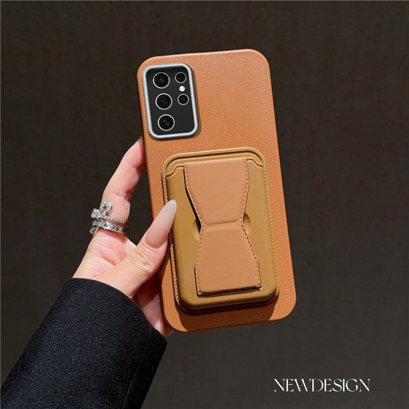 Leather With Card Bag Wallet Case For Samsung