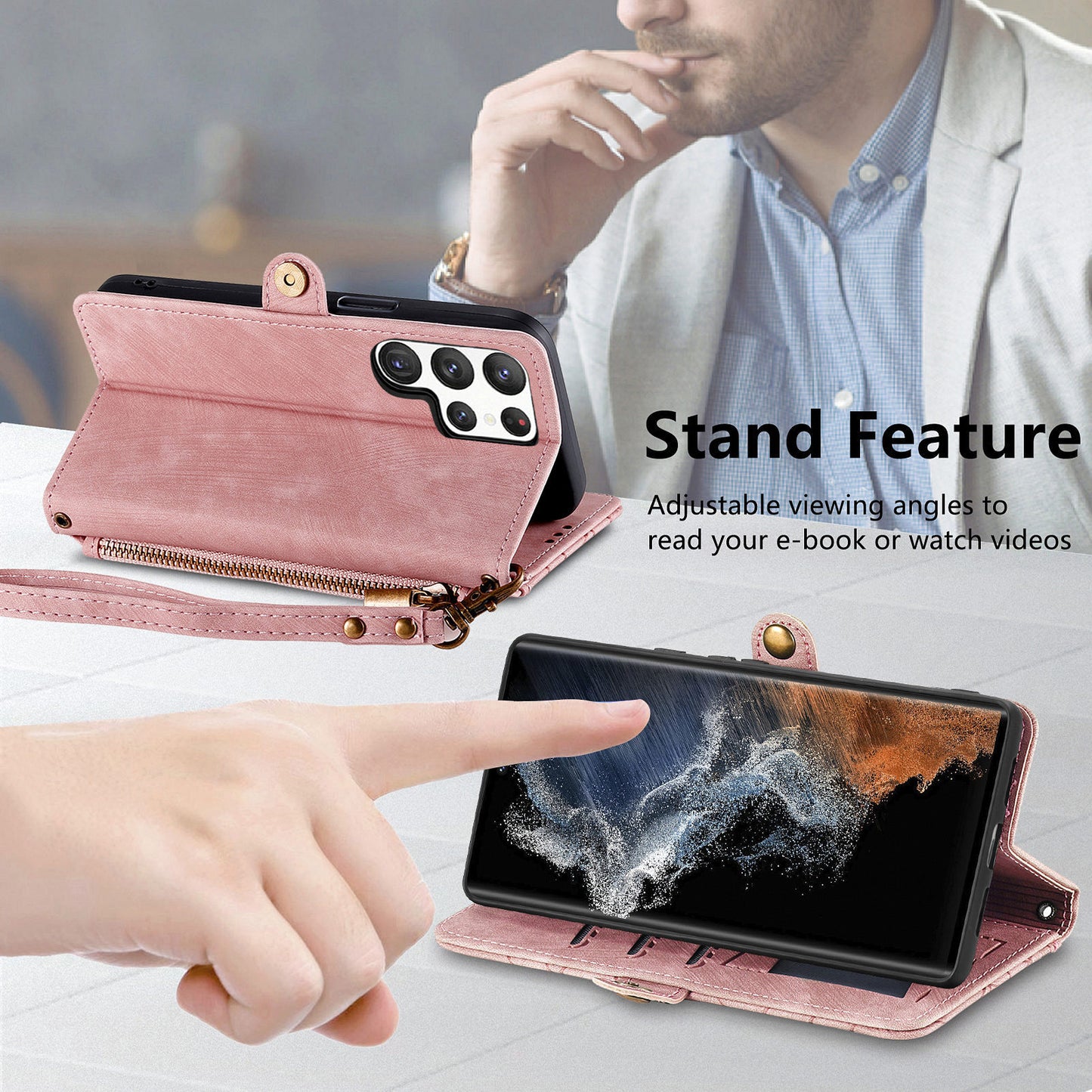 Geometric Textures Tumbled Leather Flip Case for Samsung