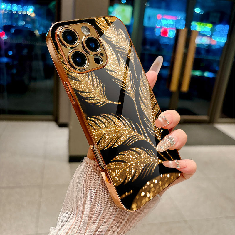 Golden Plume Pattern Case for iPhone