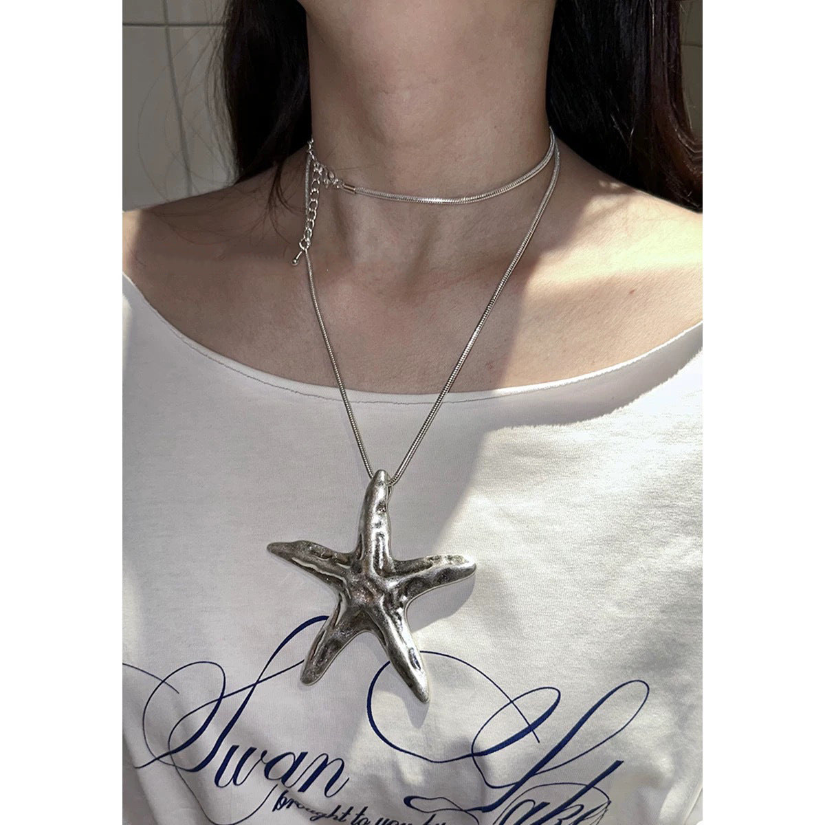 Vintage Style Silver Starfish Necklace