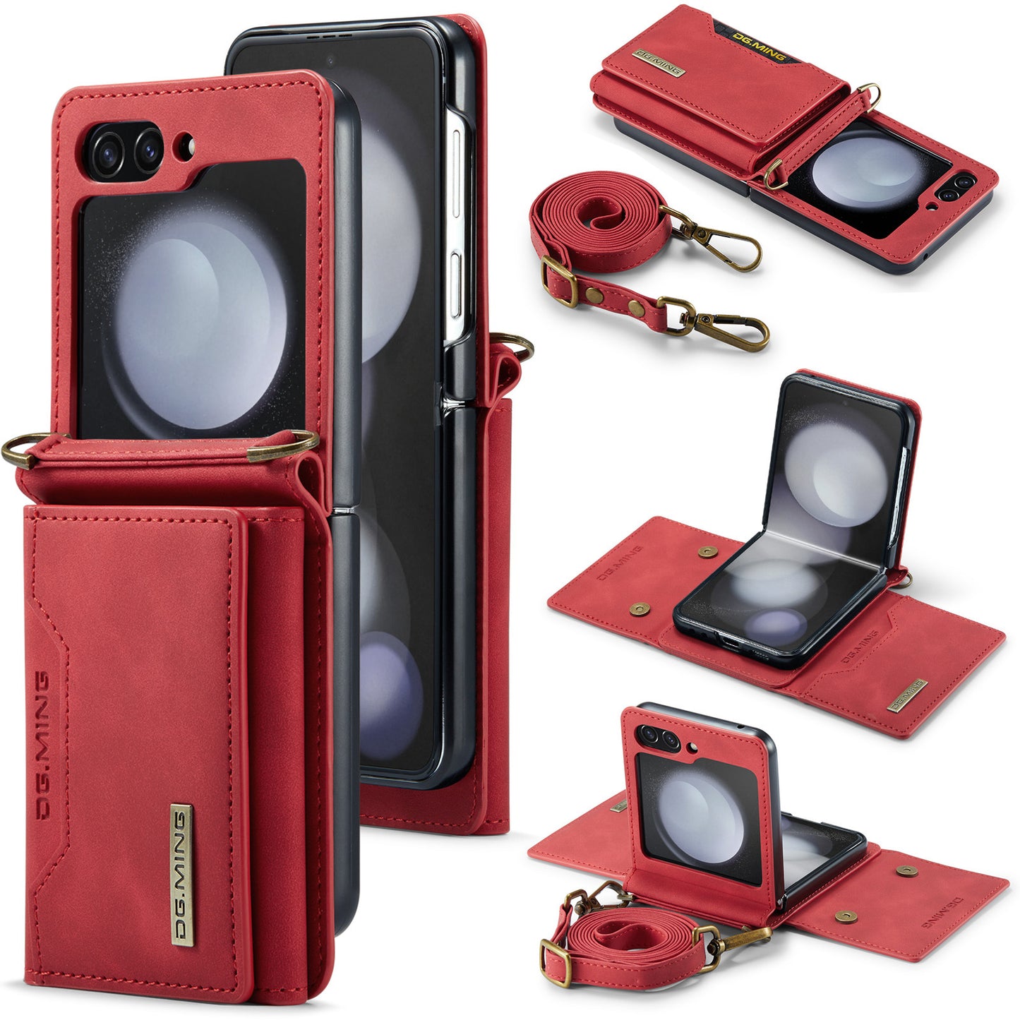 Detachable Leather Wallet Case For Samsung Z Flip Series