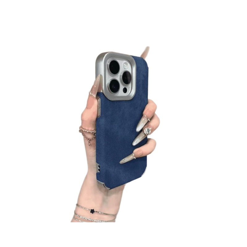 Denim Fabric Plating Frame Case for iPhone