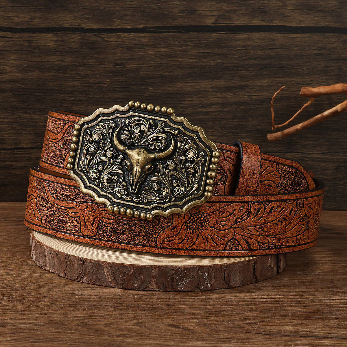 Alloy Buckle Western Cowboy Style Belt