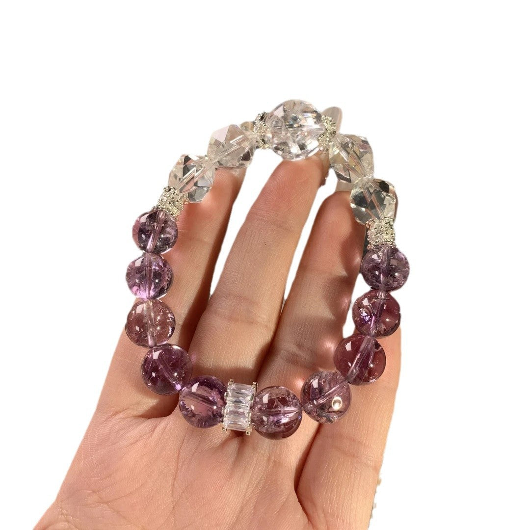 Natural Amethyst White Crystal Bracelet