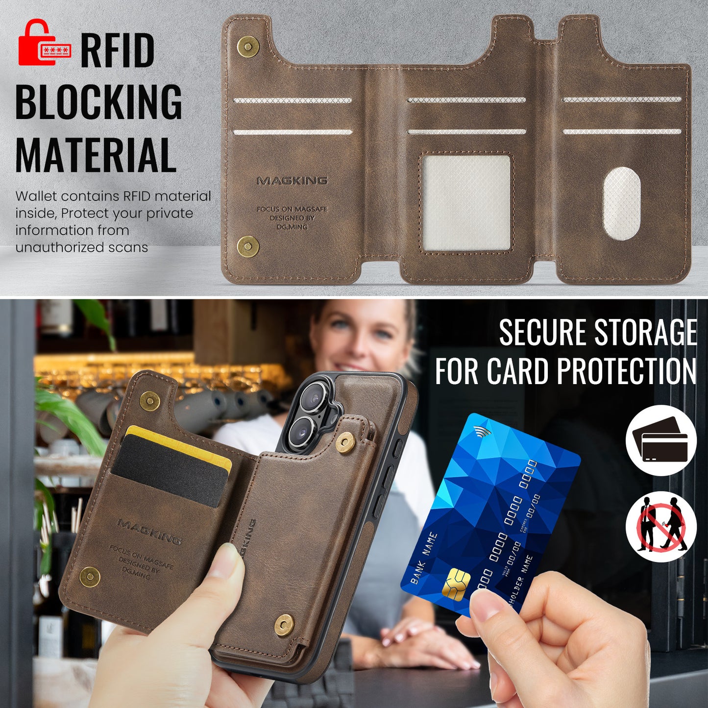 2 in 1 Magnetic Leather Wallet Case for iPhone