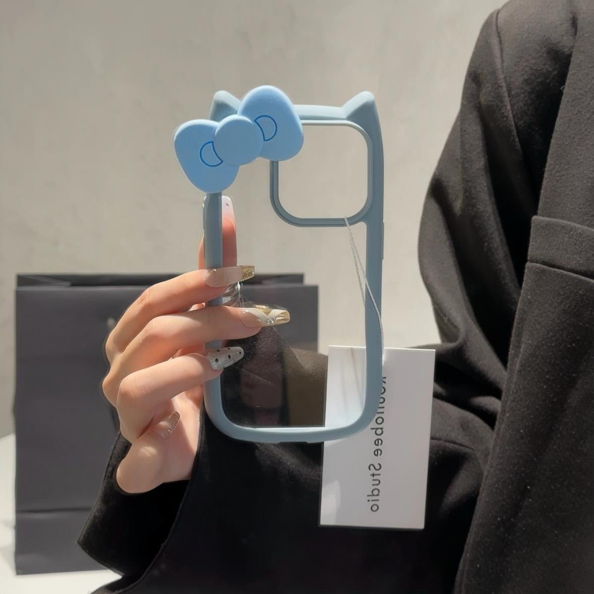 Bow Tie Cat Ears Transparent Case for iPhone