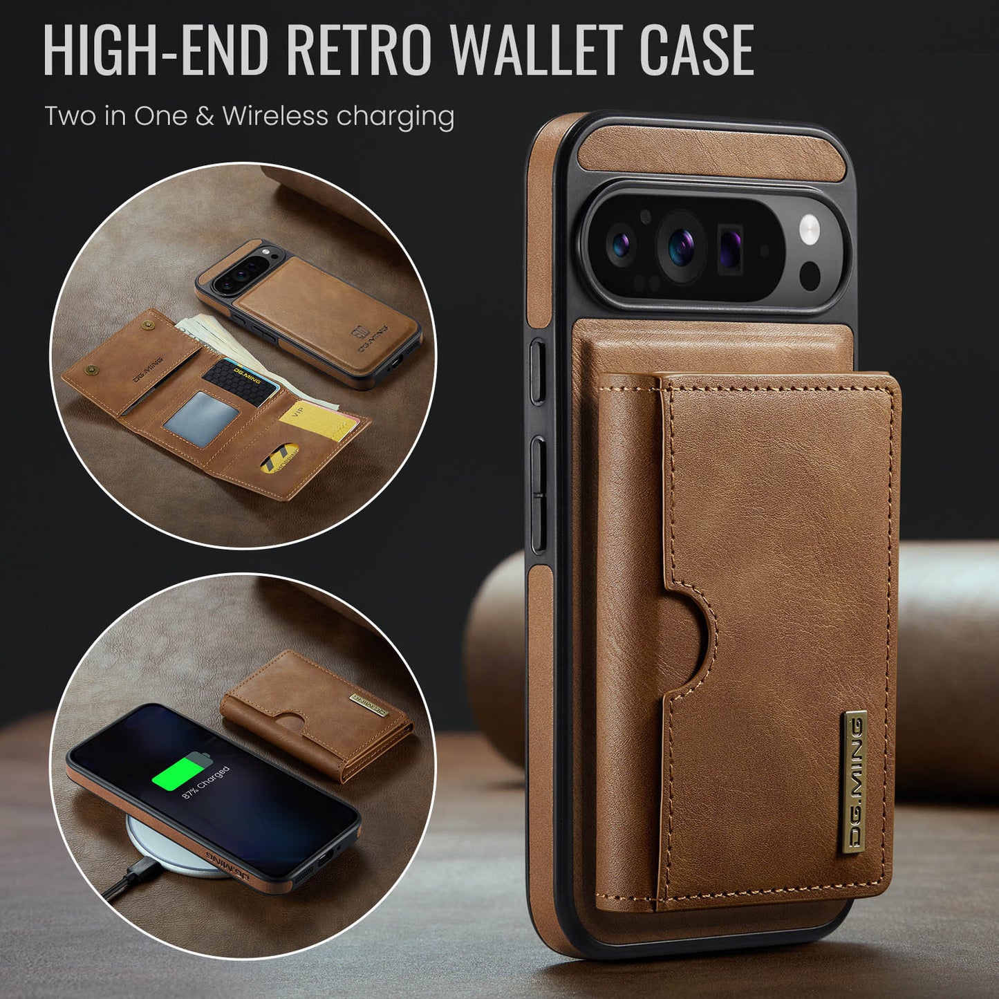 2 in 1 Magnetic Leather Wallet Case for Google Pixel
