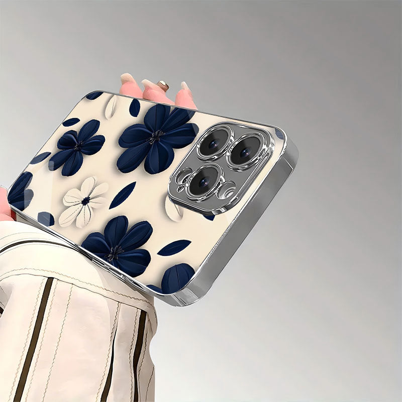 Blue White Flowers Pattern Case for iPhone