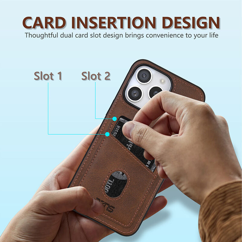 Classic Card Slot Leather Case for iPhone
