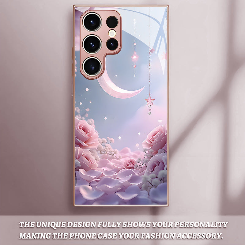 Lunar Pink Rose Pattern Hard Case for Samsung