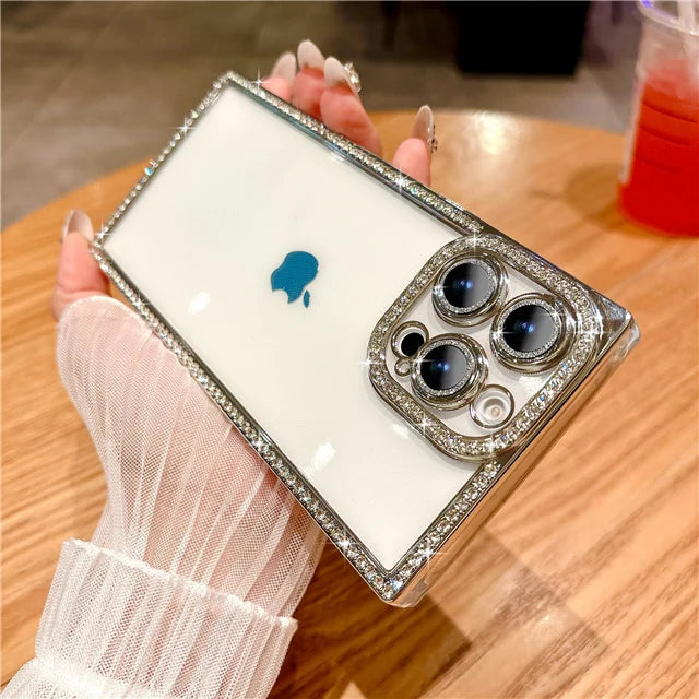 Glitter Transparent Plating Case For iPhone