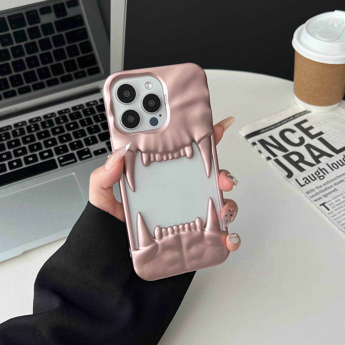 3D Pleated Hollow Tiger Tooth Matte Case For iPhone