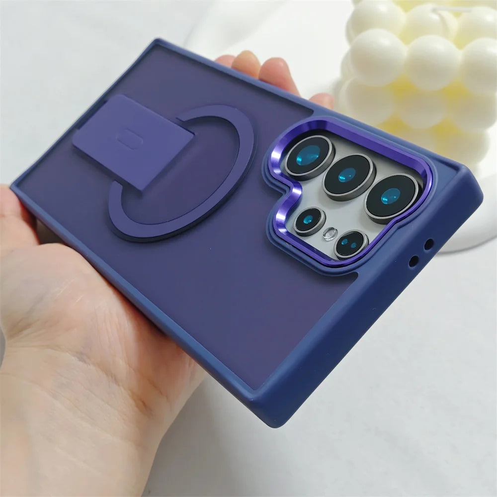 Magnetic Holder Matte Case For Samsung