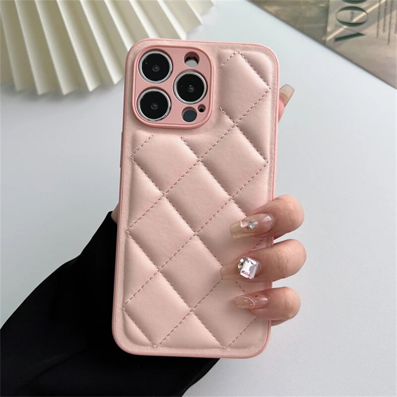 Solid Color Rhombus Shockproof Case for iPhone